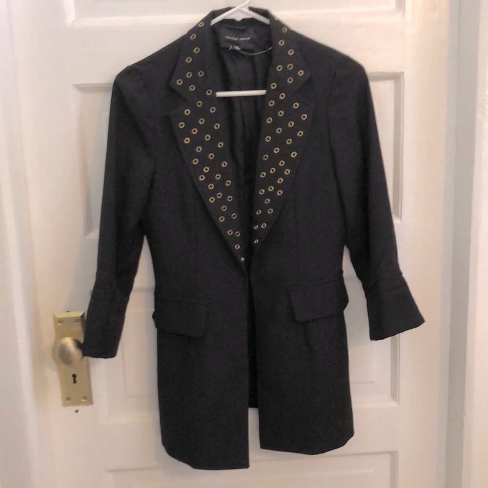 Tallulah Sunrise Womens Small Black Blazer Jacket with Gold Grommets